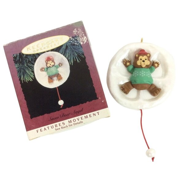 Hallmark Keepsake Ornament Snow Bear Angel 1993 With Movement Feature - Picture 1 of 6